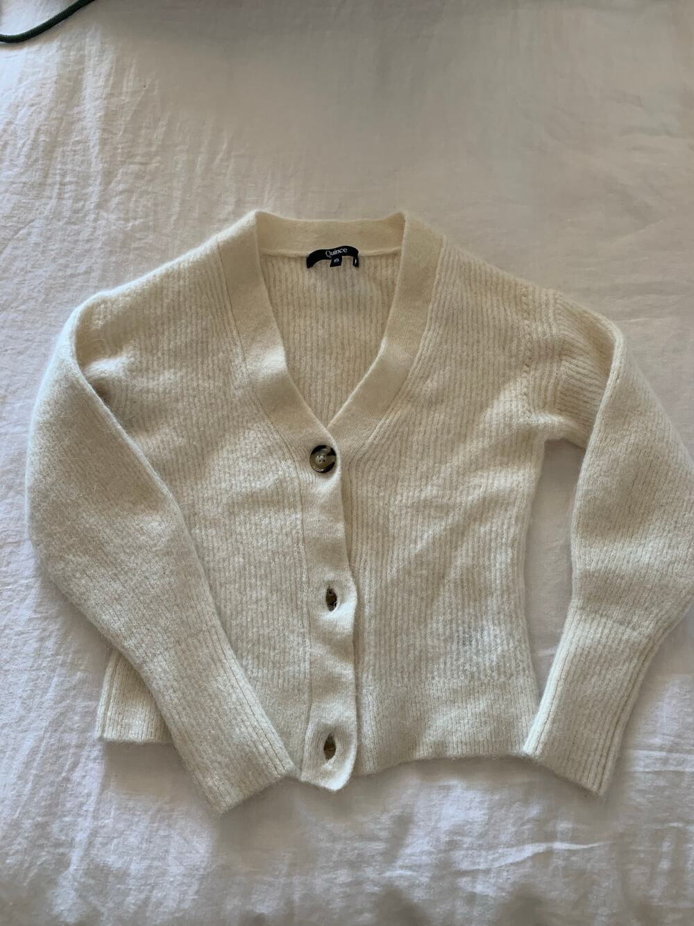 Quince Baby Alpaca cream ivory cropped  cardigan sweater girls size Medium